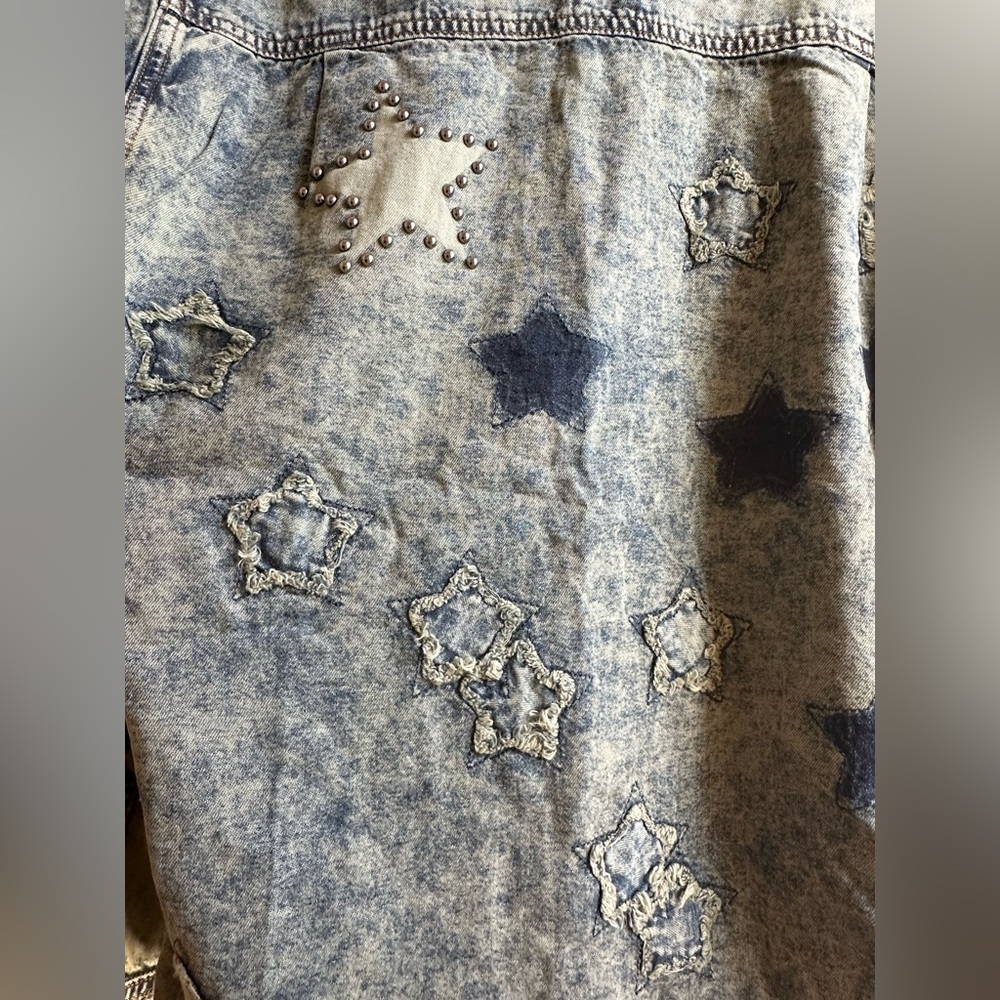 NWT Free People One Teaspoon Everyday Denim Classic Star Shirt S Petrol Green - Picture 8 of 11